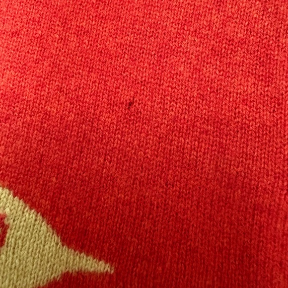J Crew cashmere crew sweater bird intarsia orange and yellow XS - Picture 4 of 4